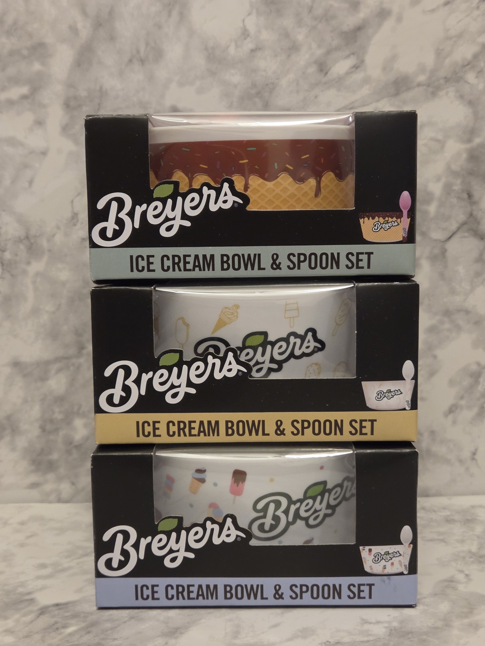 Breyer Ice Cream Bowl & Spoon Set - Multi Color Options 3 Pieces